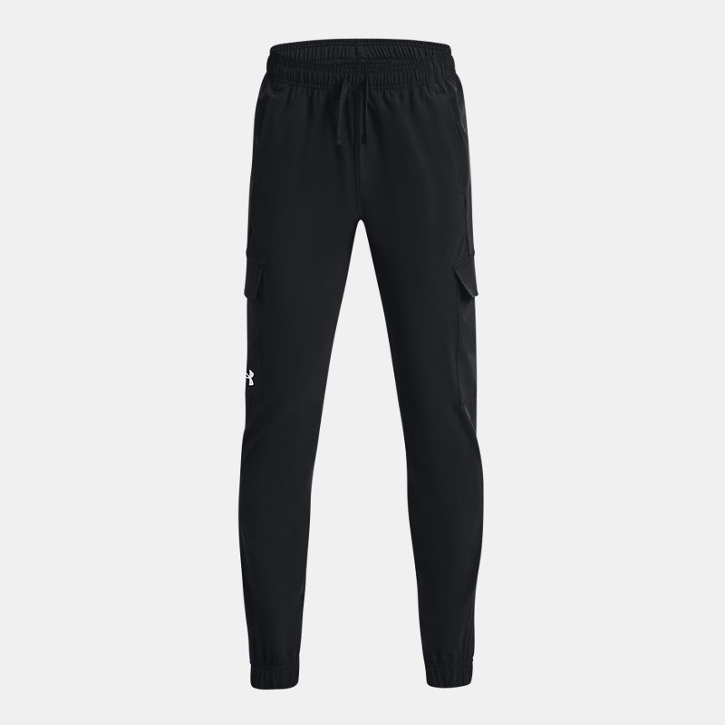 Boys'  Under Armour  Pennant Woven Cargo Pants Black / Black / White YLG (59 - 63 in)